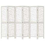vidaXL Cloison de séparation 6 panneaux blanc bois de paulownia massif
