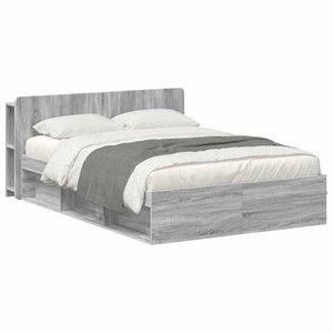 vidaXL Cadre de lit avec rangement Sonoma gris 140 x 200 cm