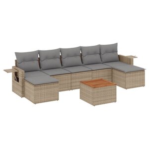 vidaXL Salon de jardin avec coussins 8 Pièces beige résine tressée
