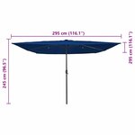 vidaXL Parasol de jardin Bleu et Noir 295 x 295 x 245 cm