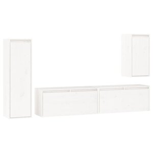 vidaXL Meubles TV 4 Pièces Blanc Bois massif de pin
