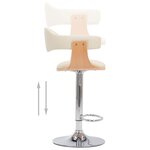 vidaXL Tabourets de bar lot de 2 crème bois courbé et similicuir