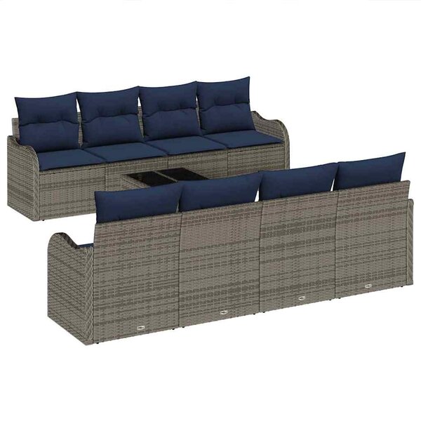 vidaXL Ensemble de Canapés avec coussin 9 Pièces Gris polyrotin