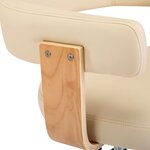Chaise fauteuil siège pivotante de bureau informatique étude bois courbé et similicuir crème 02_0024096