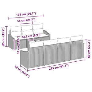 vidaXL Ensemble de jardin 8 pièces avec coussins gris clair en poly rotin