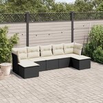 vidaXL Salon de jardin 7 Pièces avec coussins noir résine tressée