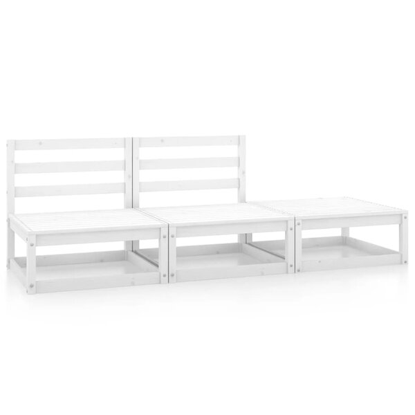 Salon de jardin meuble d'extérieur ensemble de mobilier 3 pièces blanc bois de pin massif 02_0016022