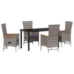 vidaXL Ensemble de salle à manger jardin 5 pièces avec coussins en rattan poly gris