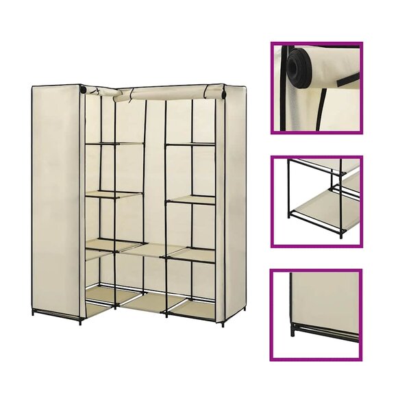 vidaXL Garde-robe d'angle Crème 130 x 87 x 169 cm