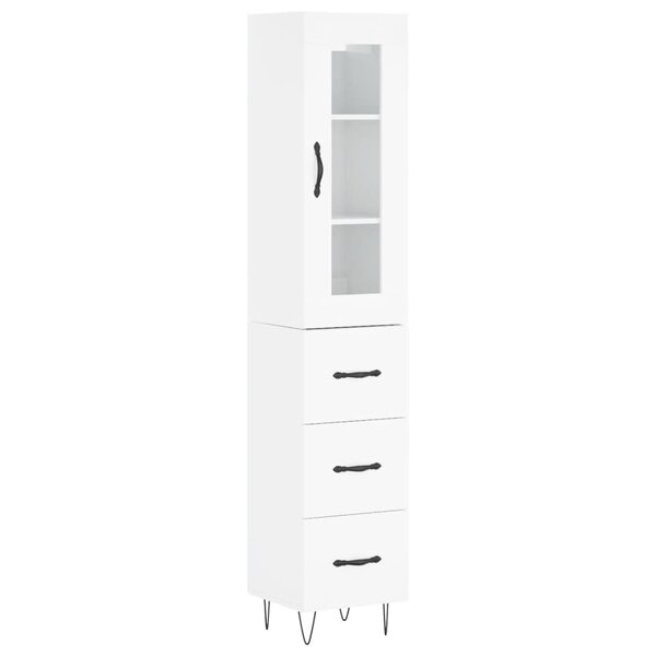 vidaXL Buffet haut Blanc brillant 34 5x34x180 cm Bois d'ingénierie