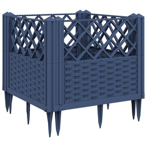 vidaXL Jardinière avec piquets bleu gris 43 5x43 5x43 5 cm PP