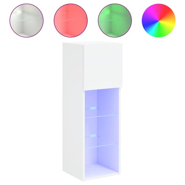 vidaXL Meuble TV avec lumières LED blanc 30 5x30x90 cm
