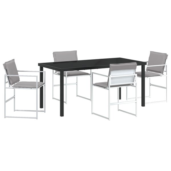 vidaXL Ensemble de salle à manger de jardin 5 pièces avec coussins blanc Textilène et acier