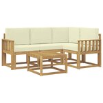 vidaXL Ensemble de canapés d'extérieur 5 pc Blanc et crème