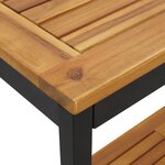 vidaXL Table d'extérieur Naturelle et Noire 35x110x75 cm en Bois Massif et Acier