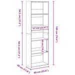 vidaXL Bibliothèque gris béton 60x30x189 cm bois d'ingénierie