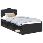 vidaXL Cadre de lit Noir 75 x 190 cm Bois de pin massif