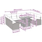 vidaXL Ensemble de canapé de jardin 10 Pièces Noir 100 x 55 x 73 cm