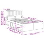 vidaXL Cadre de lit avec tête de lit Béton 120 x 190 cm Pin massif