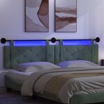 vidaXL Tête de lit suspendue Avec lumière LED Vert Mer Velours