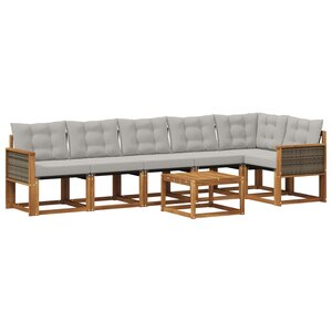 vidaXL Ensemble de canapés d'extérieur 7 pc Naturel et gris clair