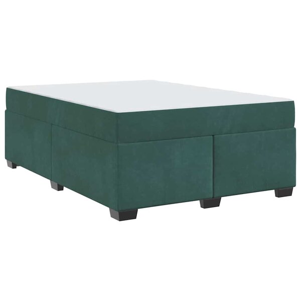 vidaXL Cadre de lit avec matelas Vert foncé 160 x 200 cm tissu