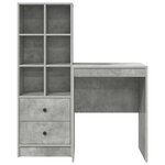vidaXL Bureau avec tiroir avec étagère avec stockage 2 Pièces Gris béton