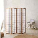 Paravent bois pans Shoji marron pliable