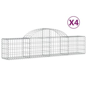 vidaXL Paniers à gabions arqués 4 Pièces 200x30x40/60 cm Fer galvanisé