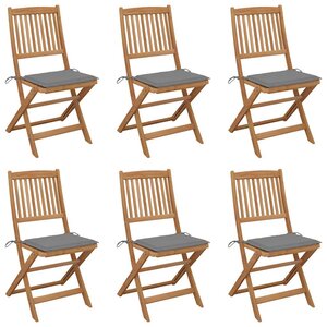 vidaXL Chaises pliables de jardin lot de 6 avec coussins Bois d'acacia