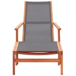 vidaXL Chaise de jardin et repose-pied Gris Eucalyptus et textilène
