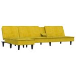 vidaXL Canapé-lit en forme de L jaune 255x140x70 cm velours