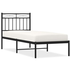 vidaXL Cadre de lit métal sans matelas avec tête de lit noir 80x200 cm