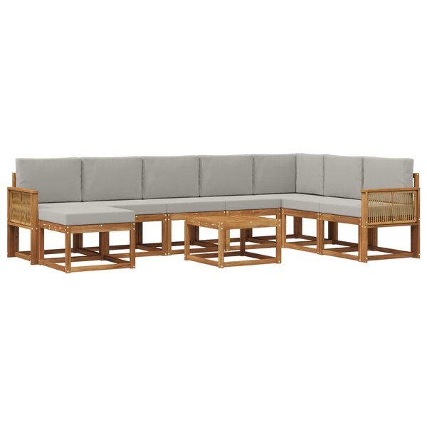 vidaXL Ensemble de canapés d'extérieur 9 pc Naturel et gris clair
