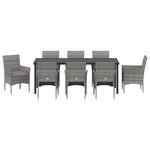 vidaXL Ensemble de salle à manger de jardin 9 pièces gris en poly rattan