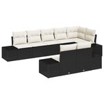 vidaXL Set de Canapé de Jardin 8 pièces avec Coussins Noir Poly Rotin
