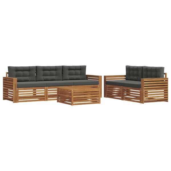 vidaXL Ensemble de canapés d'extérieur 6 Pièces Naturel et Anthracite