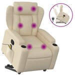 vidaXL Fauteuil inclinable de massage Crème Tissu