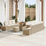 vidaXL Ensemble de canapé de jardin 10 Pièces Beige Poly rotin