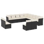 vidaXL Salon de jardin avec coussins 13 Pièces noir résine tressée