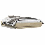 vidaXL Cadre de lit avec LED sans matelas chêne sonoma 135x190 cm