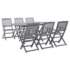 vidaXL Mobilier à dîner de jardin 7 Pièces Bois d'acacia massif Gris
