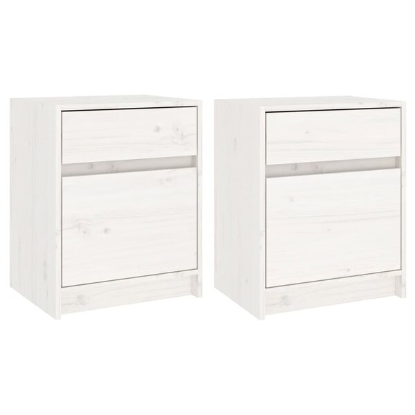 vidaXL Tables de chevet 2 Pièces Blanc 40x31x50 cm Bois de pin massif