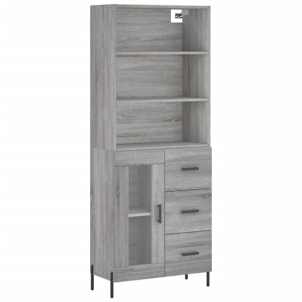 vidaXL Buffet haut Sonoma gris 69 5x34x180 cm Bois d'ingénierie
