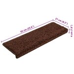 vidaXL Tapis d'escalier 20 pièces 65 x 21 x 4 cm Marron Bord rectangulaire