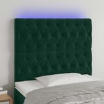 vidaXL Tête de lit à LED Vert foncé 90x7x118/128 cm Velours