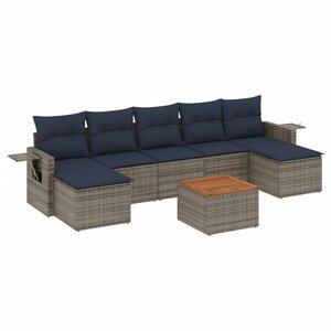 vidaXL Salon de jardin 8 Pièces avec coussins gris résine tressée