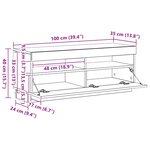vidaXL Meuble TV avec lumières LED gris béton 100x35x40 cm