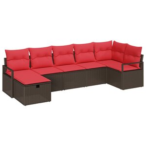 vidaXL Ensemble de canapé de jardin 7 Pièces Marron Poly rotin