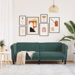 vidaXL Canapé à 3 places vert foncé velours